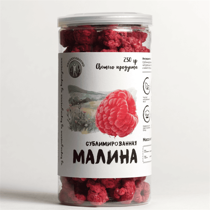Малина сублимированная, без сахара, Organic Around, 40 г 7203 - фото 15095
