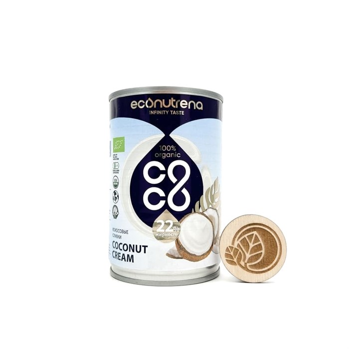 Кокосовые сливки 22%, Econutrena, 400 мл 653107435