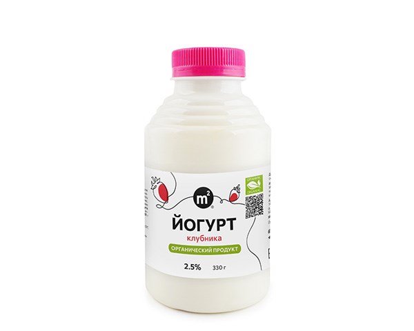 Йогурт питьевой коровий 2,5% с клубникой, Ферма М2, 330 г 359777160