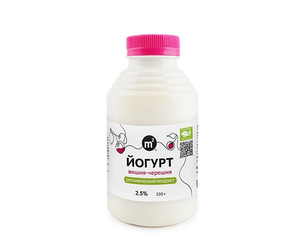 Йогурт питьевой коровий 2,5% вишня-черешня, Ферма М2, 330 г 359802807