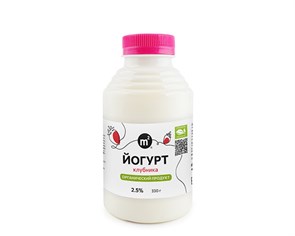 Йогурт питьевой коровий 2,5% с клубникой, Ферма М2, 330 г 359777160